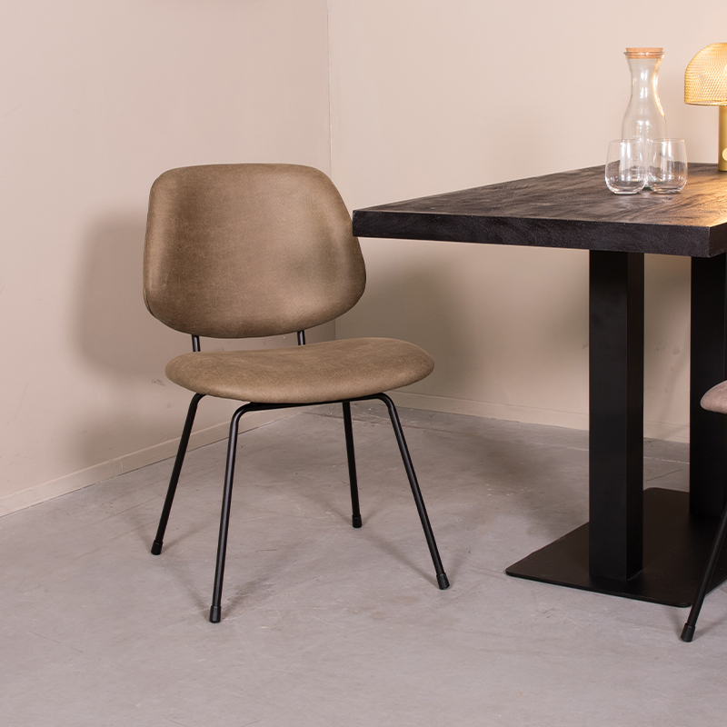 Eetkamerstoel Bello - Moss - Micro Suede - Zwart Metalen Frame