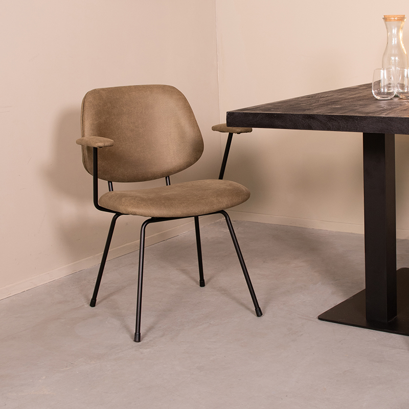 Eetkamerstoel Rivano - Moss - Micro Suede - Zwart Metalen Frame