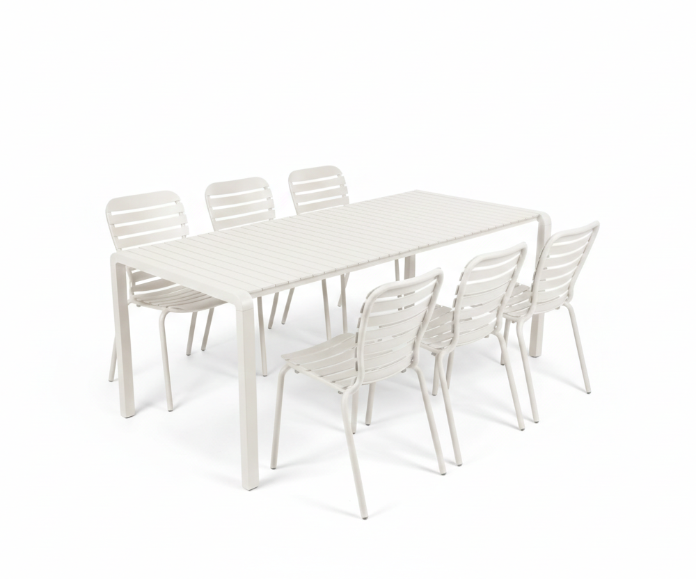 Set Garden Table Vondel 214 + 6 Chair Vondel White