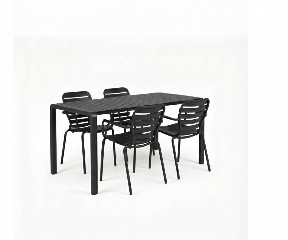 Set Garden Table Vondel 168,5 + 4 Armchair Vondel Black
