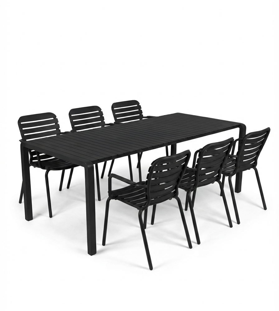 Set Garden Table Vondel 214 + 6 Armchair Vondel Black