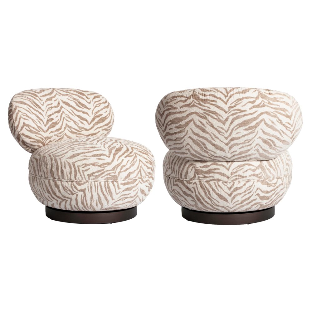 Lounge stoel Jace beige tiger swivel