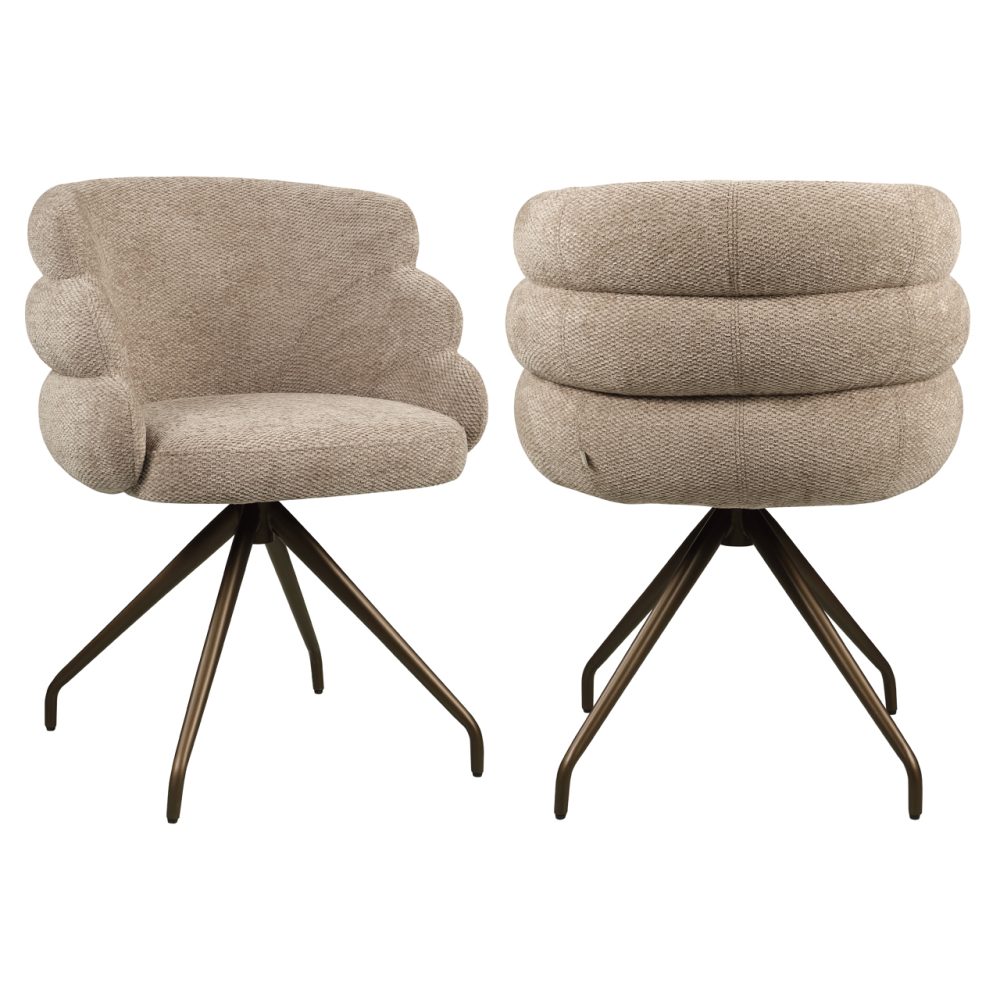 Eetkamerstoel Kayla mocca boldweave swivel