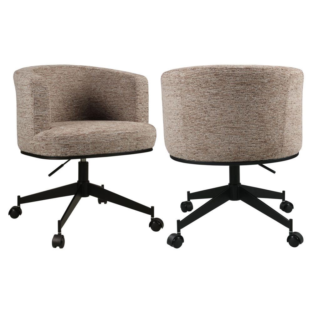 Eetkamerstoel Rochenne mocca linear swivel on wheels