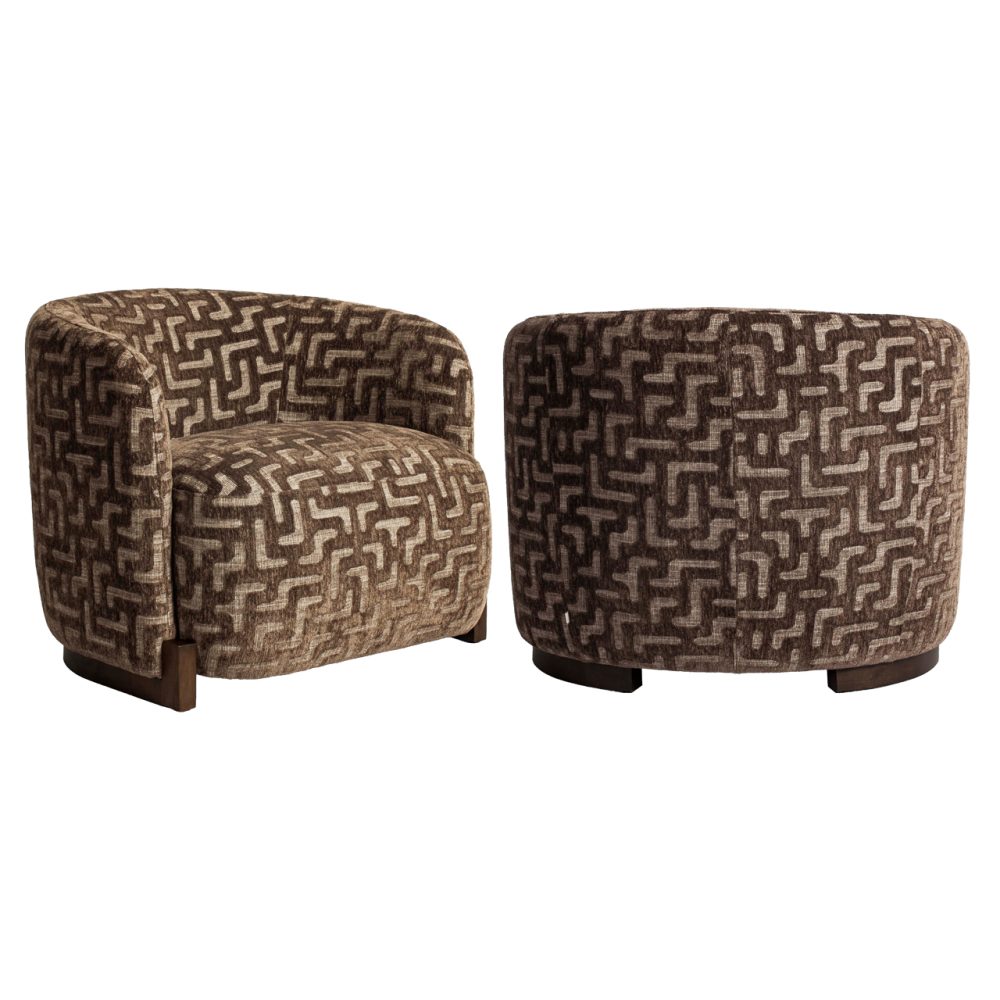 Lounge stoel Hannah brown labyrinth fire retardant