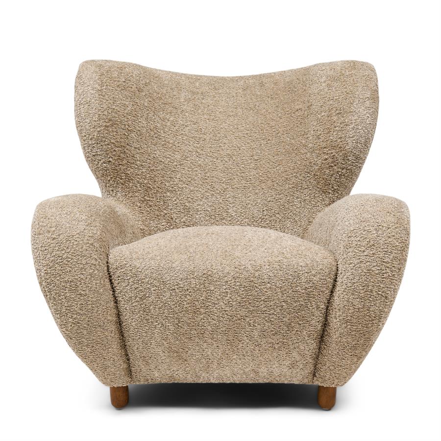 Courchevel Wing Chair Vintage Velvet Classic Cream