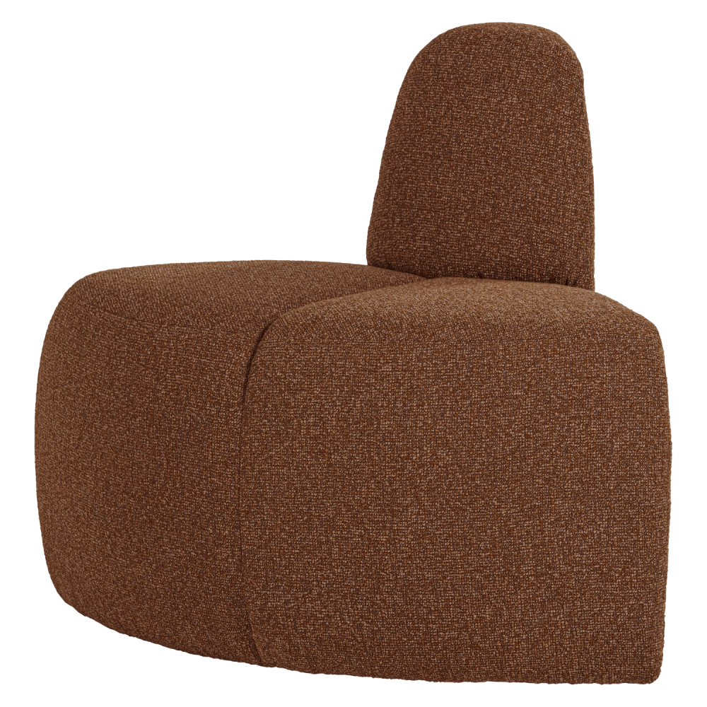 MOJO EETBANK HOEK ROND RUGLEUNING BOUCLE ROESTBRUIN [fsc]