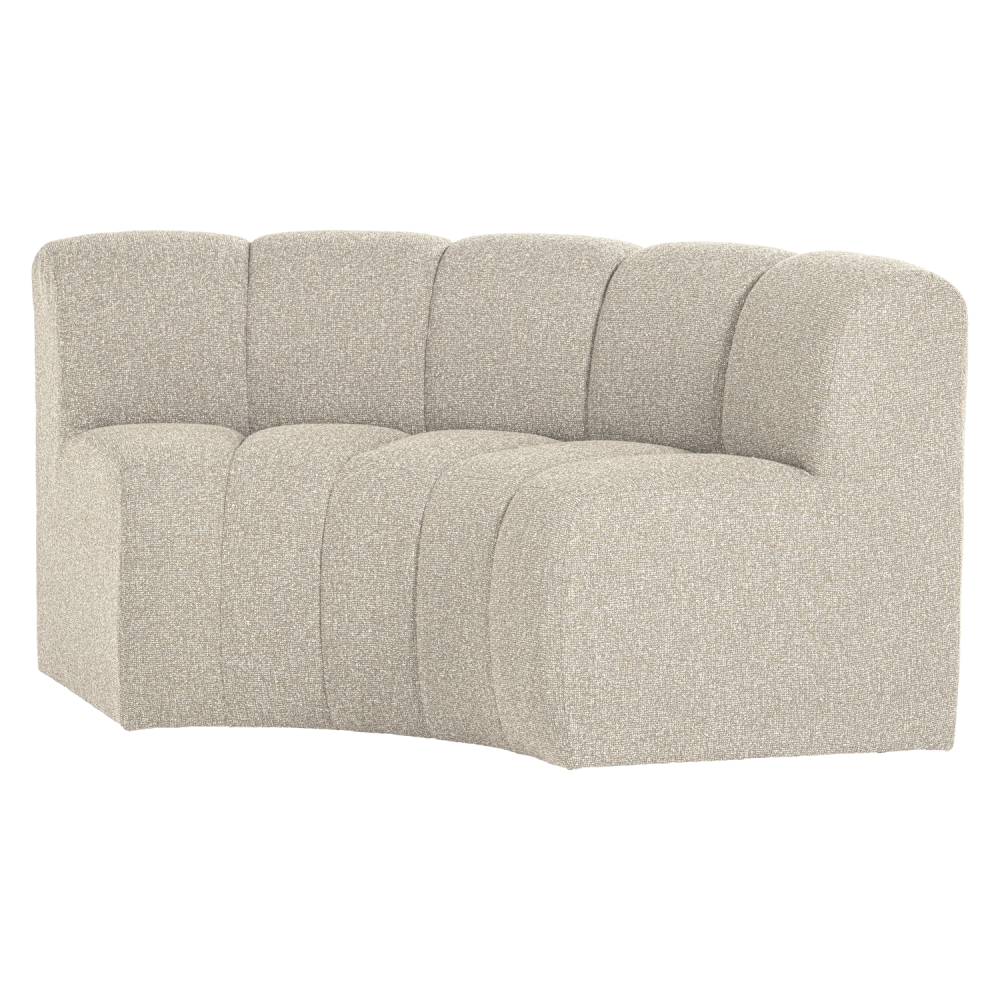 MOJO EETBANK HALFRONDE HOEK RUGLEUNING BOUCLE BEIGE [fsc]