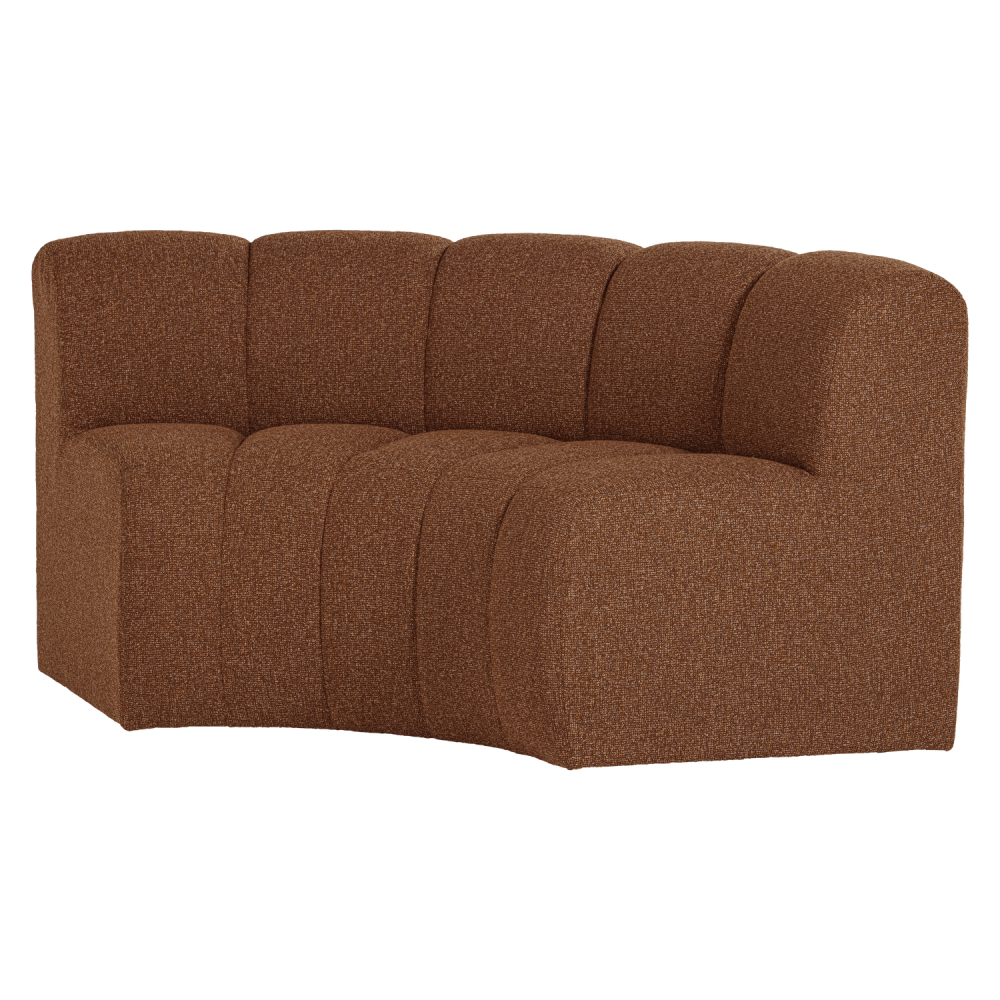 MOJO EETBANK HALFRONDE HOEK LEUNING BOUCLE ROESTBRUIN [fsc]