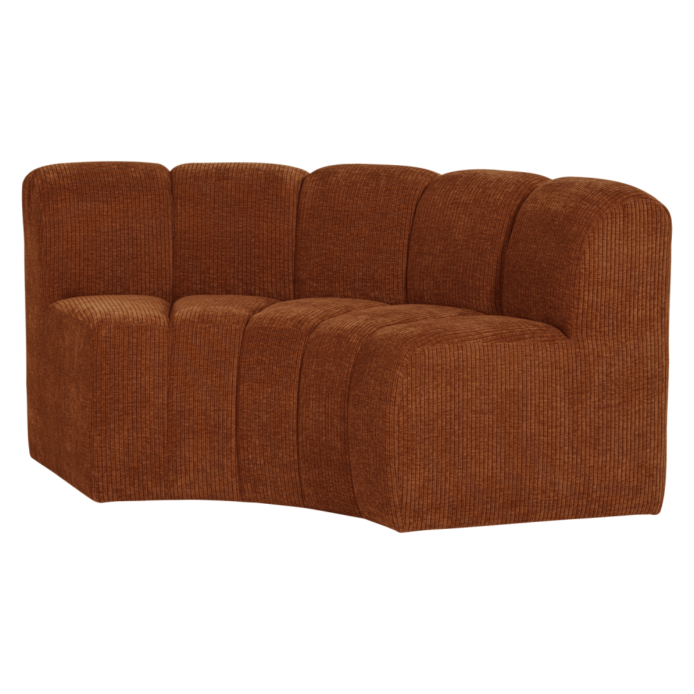 MOJO EETBANK HALFRONDE HOEK RUGLEUNING RIB ROESTBRUIN [fsc]