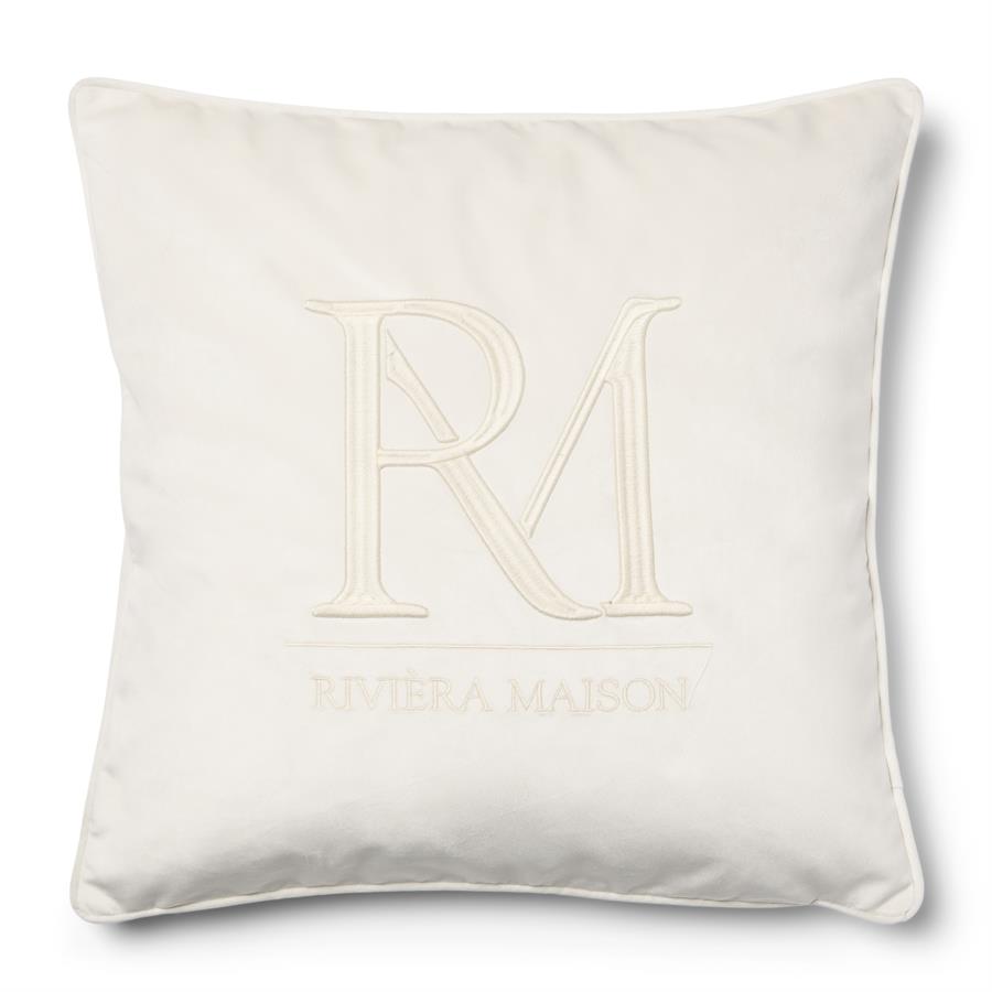 RM Monogram Velvet Pillow white 50x50