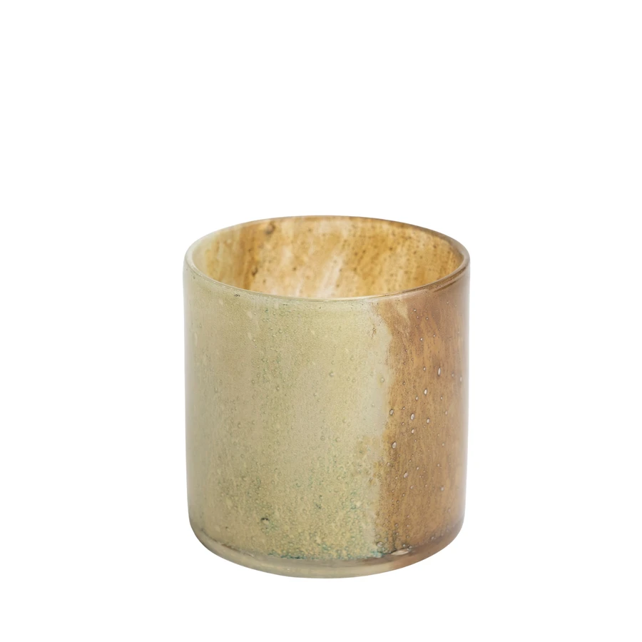 Waxinelichthouder Tauraco 10x10 cm - beige/bruin