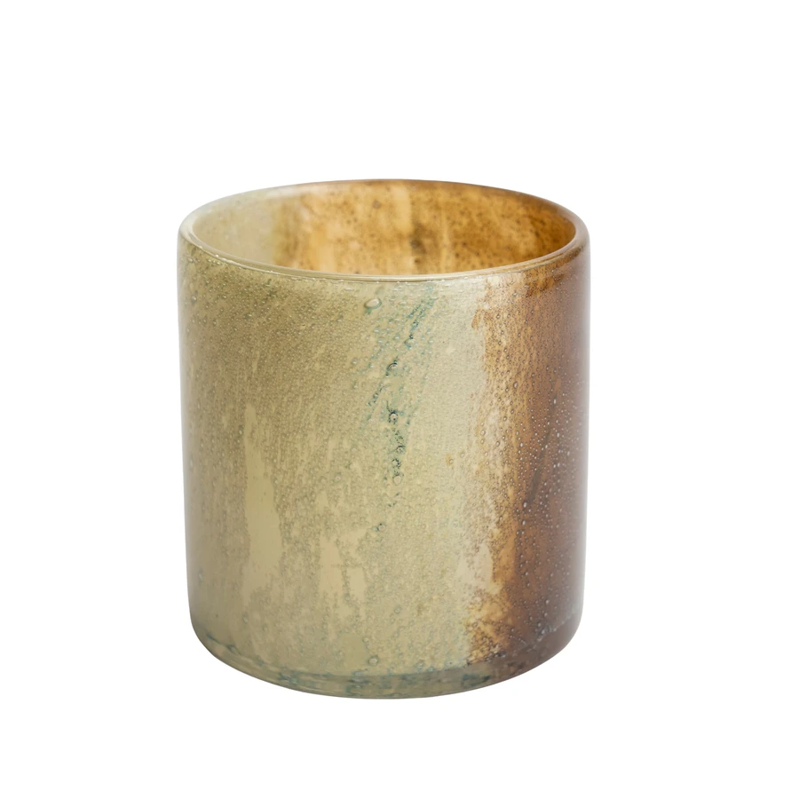 Waxinelichthouder Tauraco 12x12 cm - beige/bruin