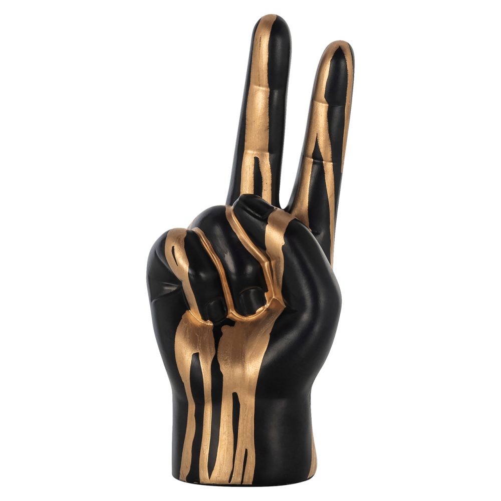 Decoratief object Peace black/gold