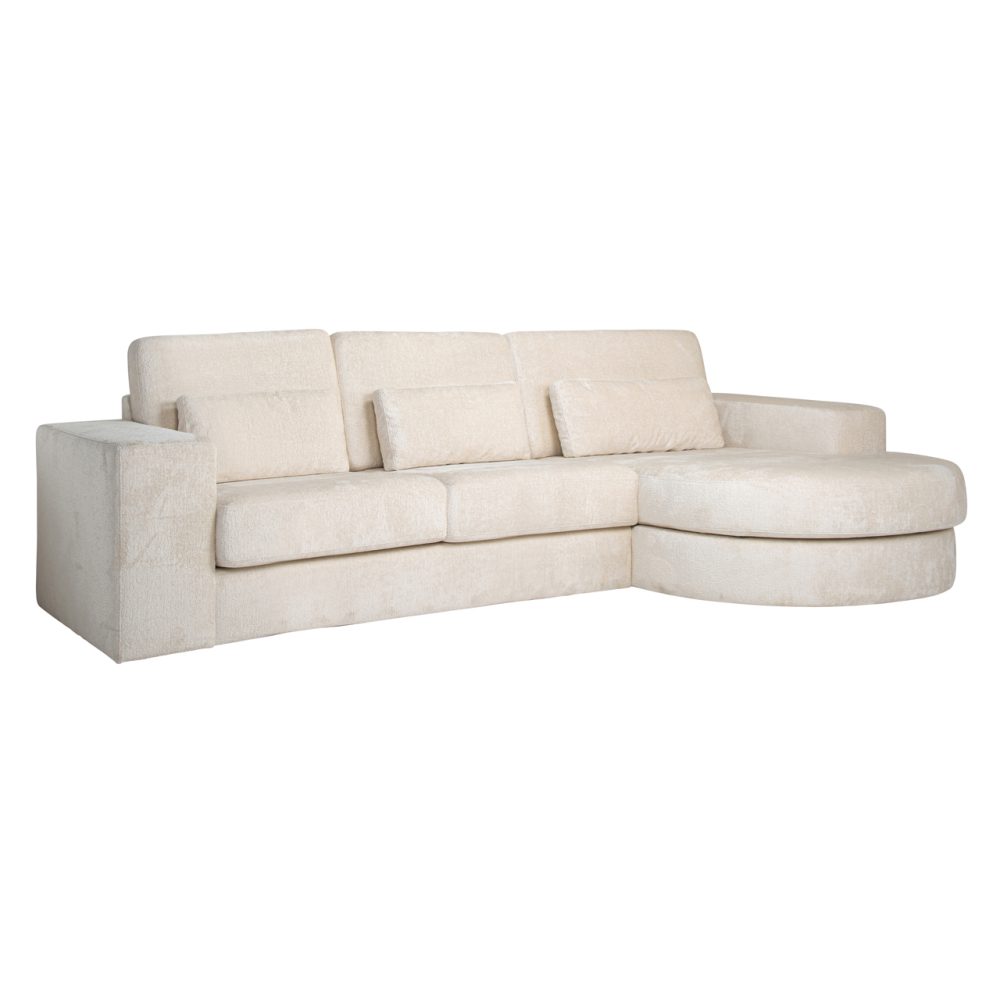 Bank Felix white chenille 2,5-seater + lounge round right