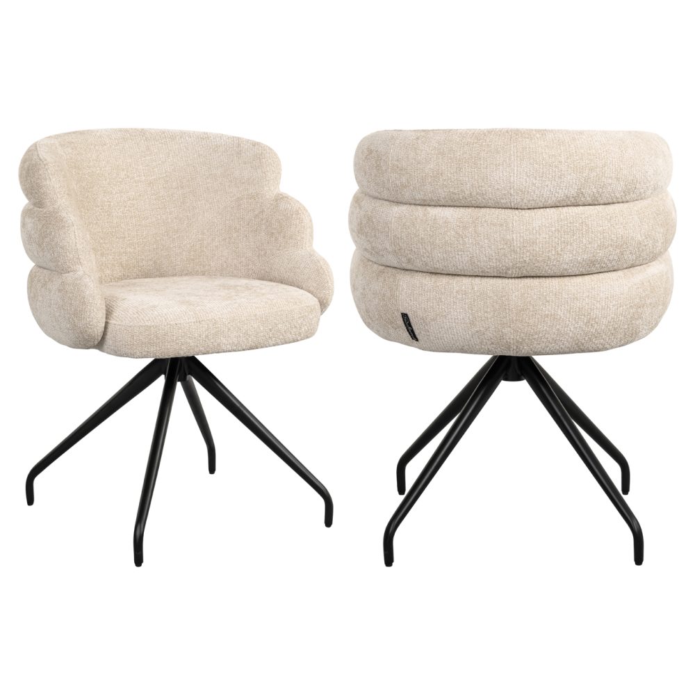 Eetkamerstoel Kayla cream unicorn swivel