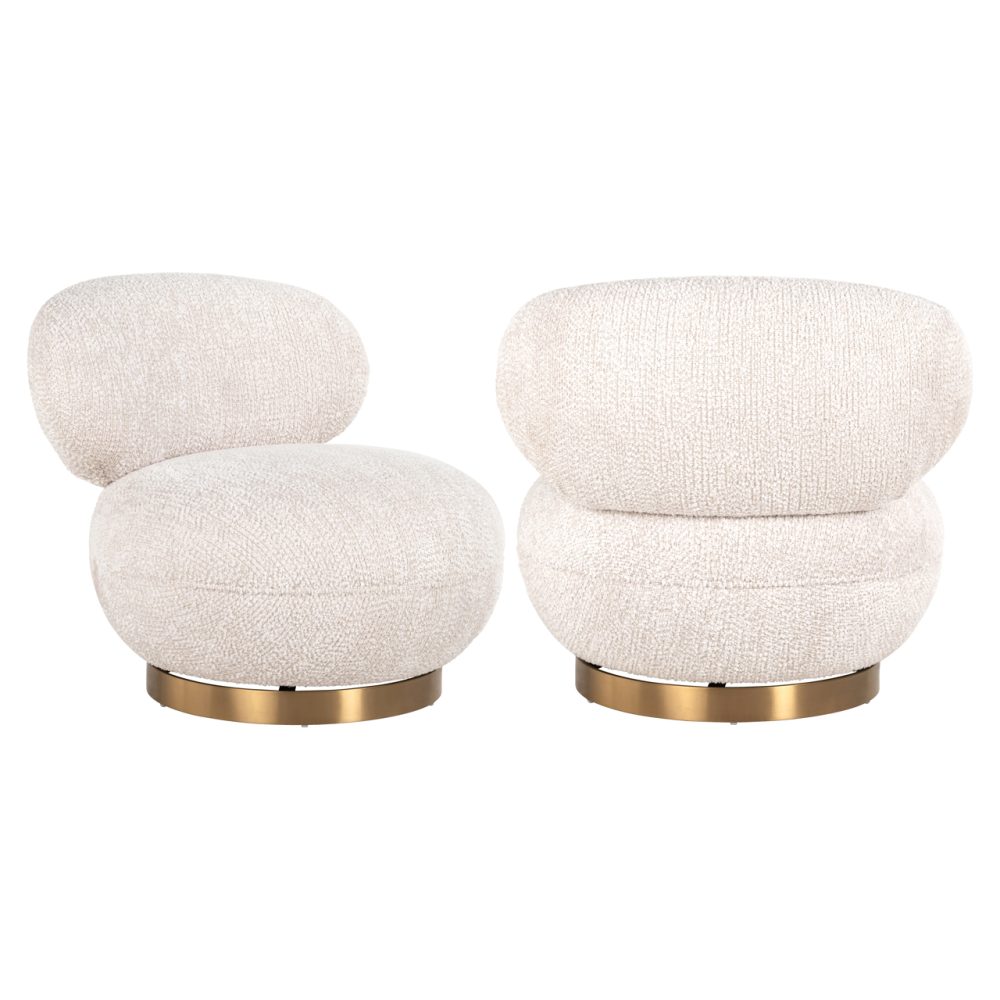 Lounge stoel Jace lovely cream swivel
