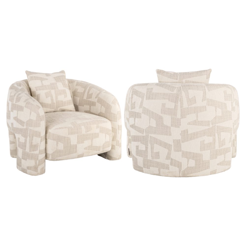 Lounge stoel Tuscany beige graffic