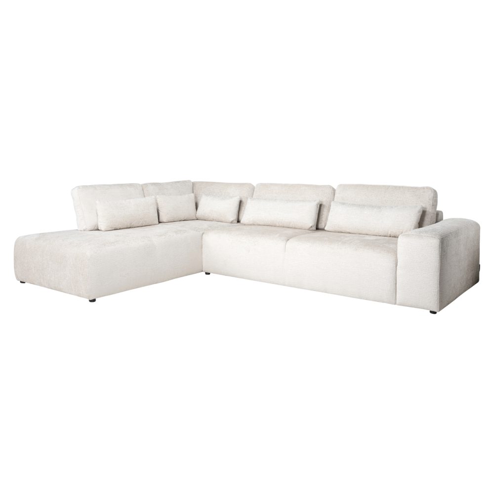 Bank Lund cream fusion 3-seater + ottoman left