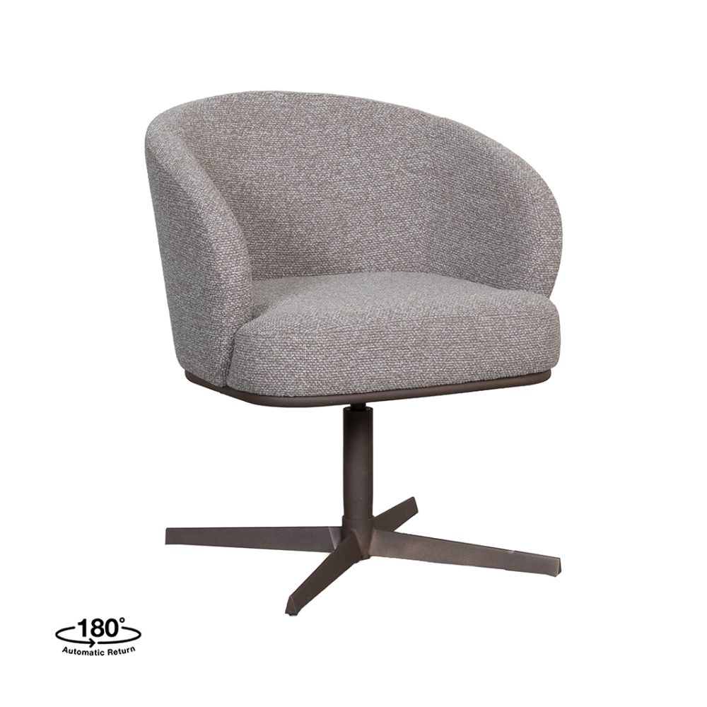 Eetkamerstoel Cannes - Mushroom - Royal Boucle - Brons Metalen Frame