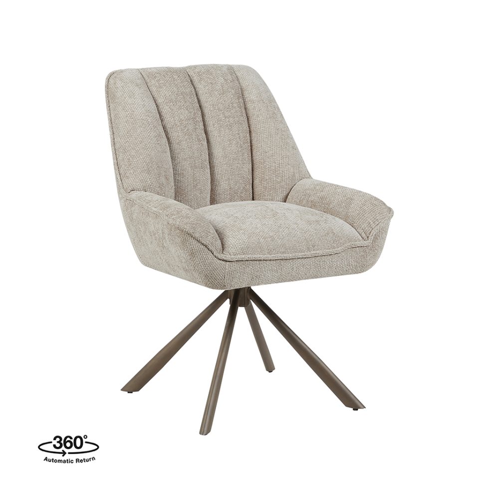 Eetkamerstoel Reims - Naturel - Haga - Brons Metalen Frame