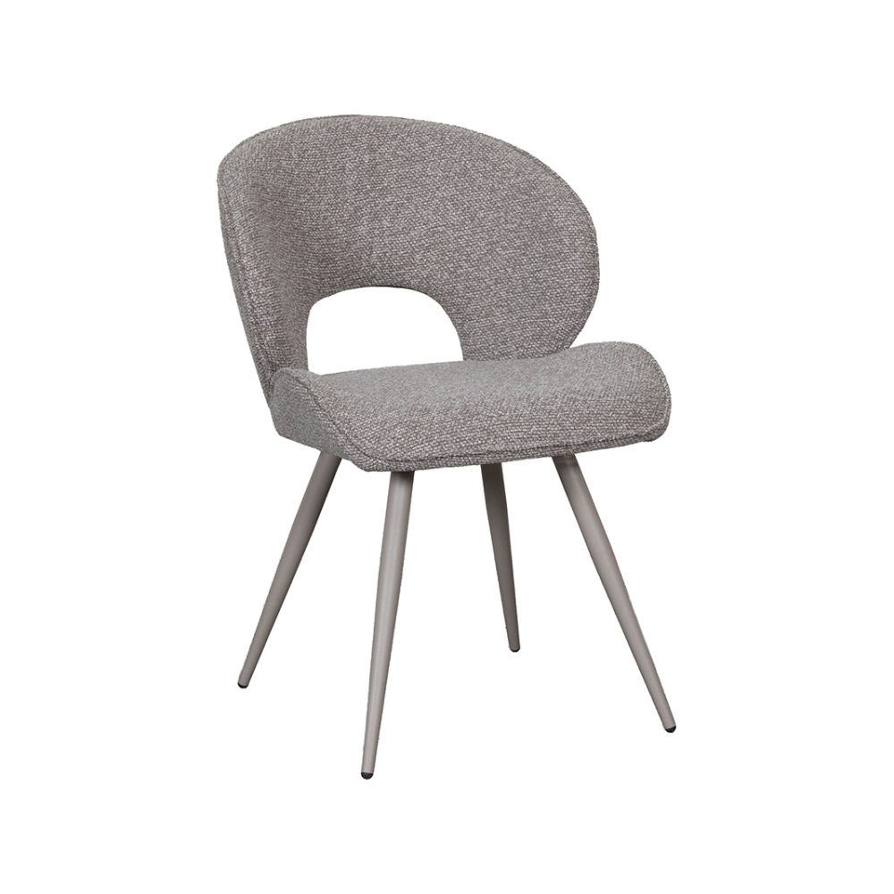 Eetkamerstoel Sakura - Mushroom - Royal Boucle - Taupe Metalen Frame