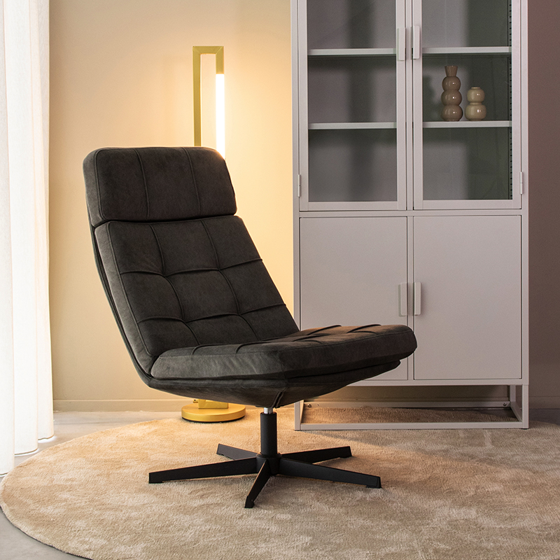 Fauteuil Alvar - Antraciet - Cosmo - Excl. Hocker