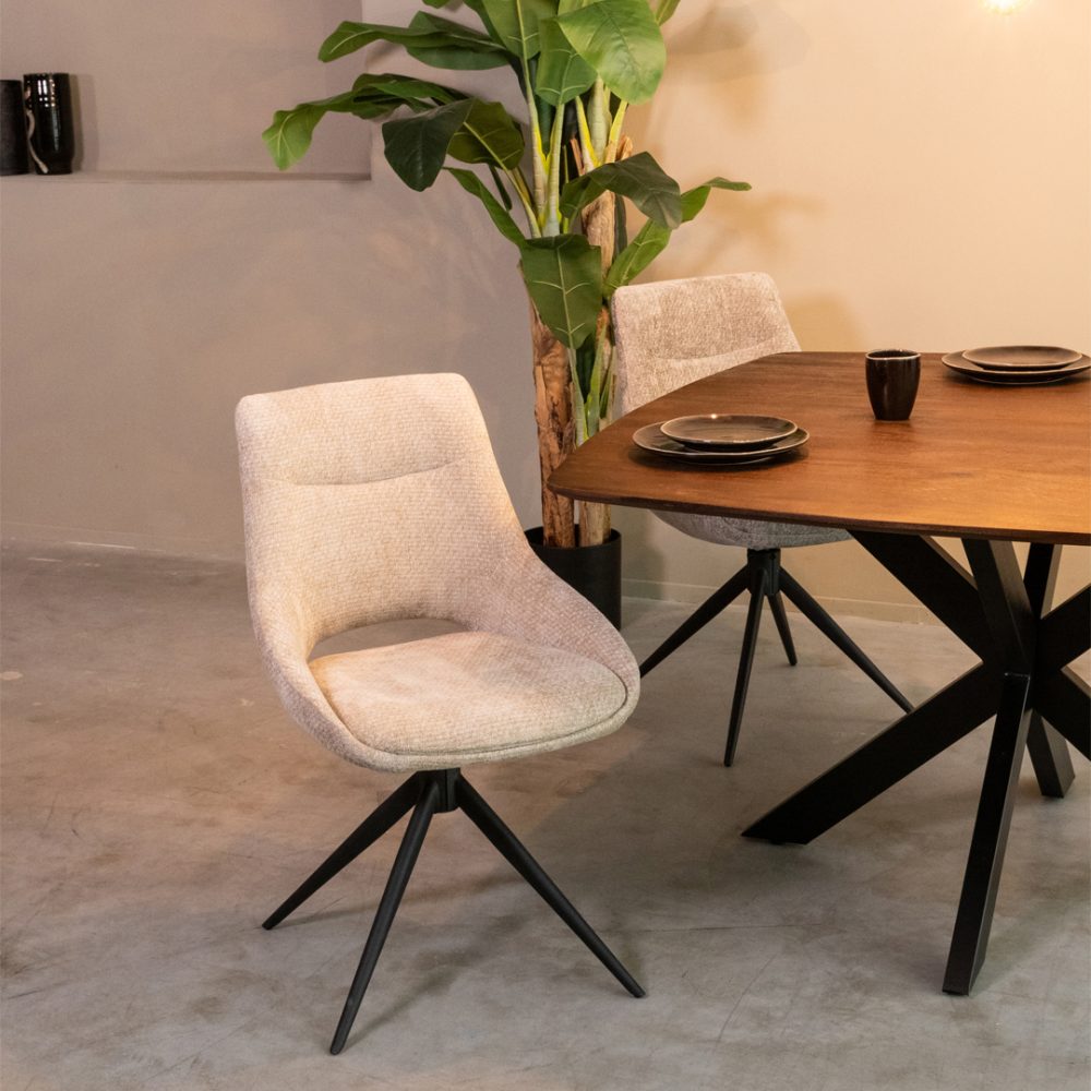 Eetkamerstoel Marlow - Clay - Elite - Zwart Metalen Frame