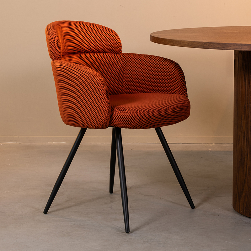 Eetkamerstoel Dinner - Rust - Breathe - Zwart Metalen Frame