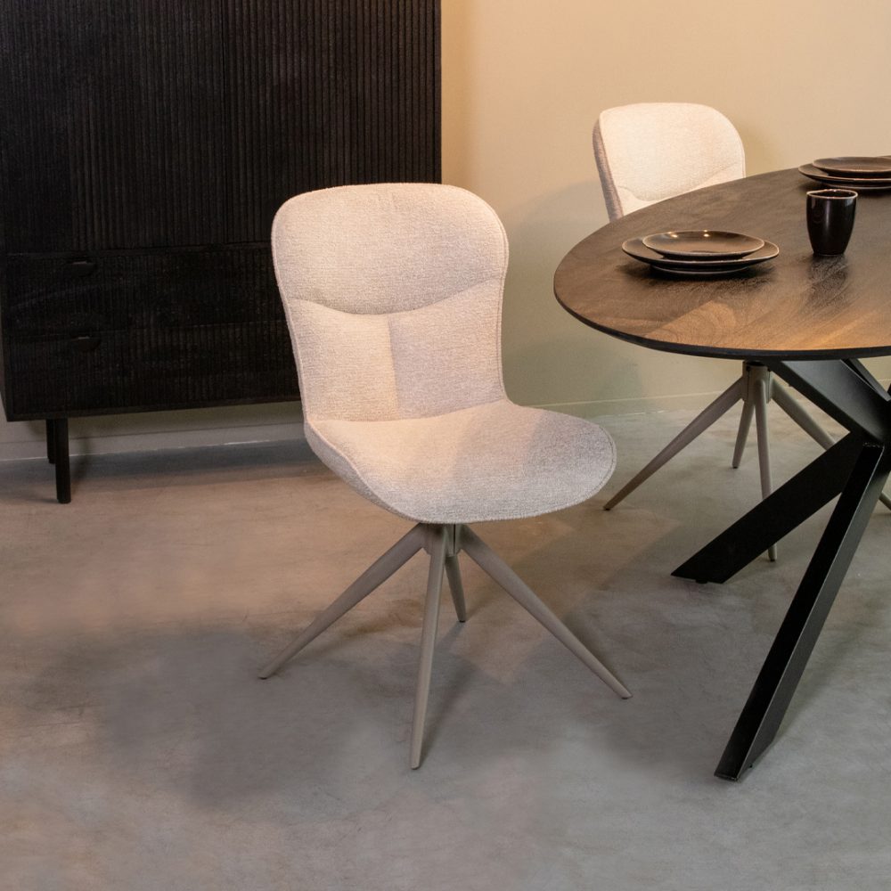 Eetkamerstoel Thorben - Naturel - Canyon - Taupe Metalen Frame