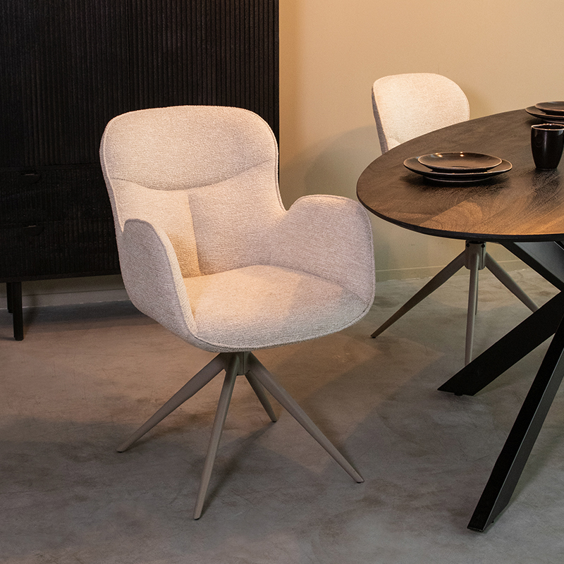 Eetkamerstoel Lasse - Naturel - Canyon - Taupe Metalen Frame