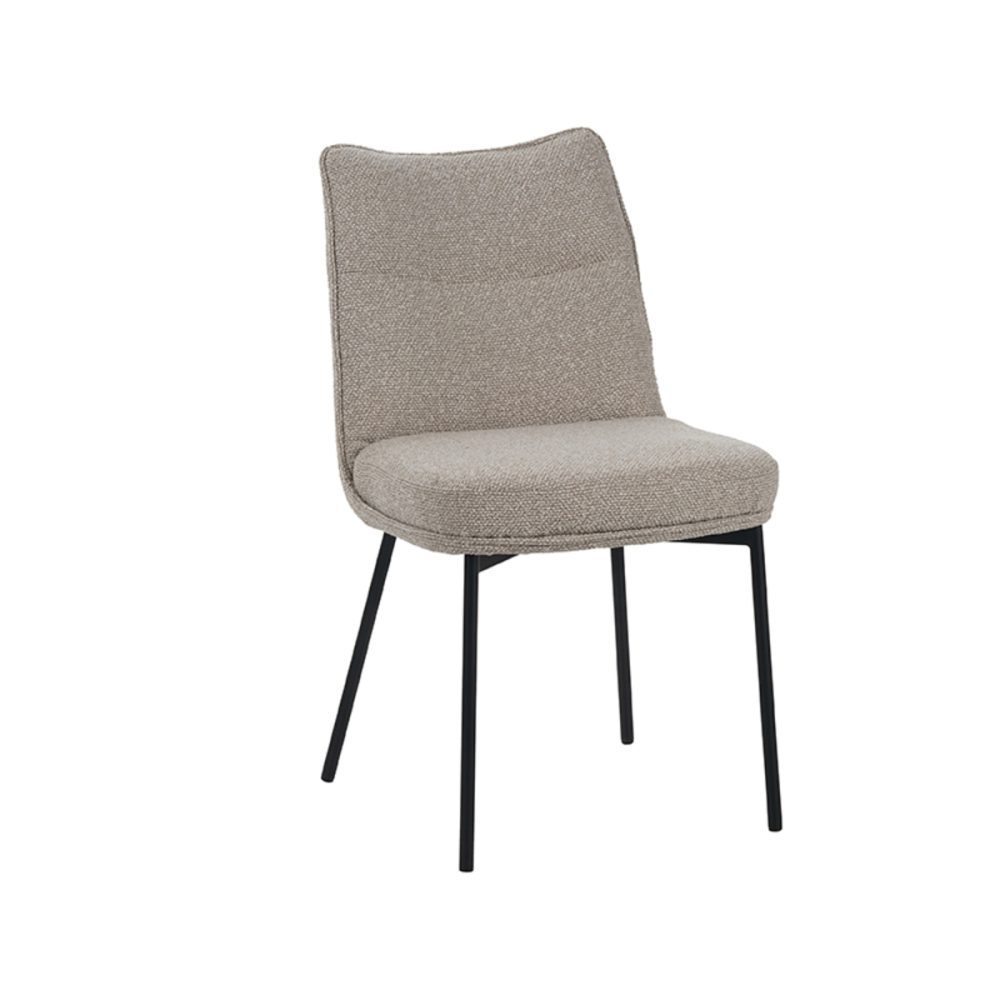 Eetkamerstoel Lennon - Naturel - Royal Boucle - Zwart Metalen Frame