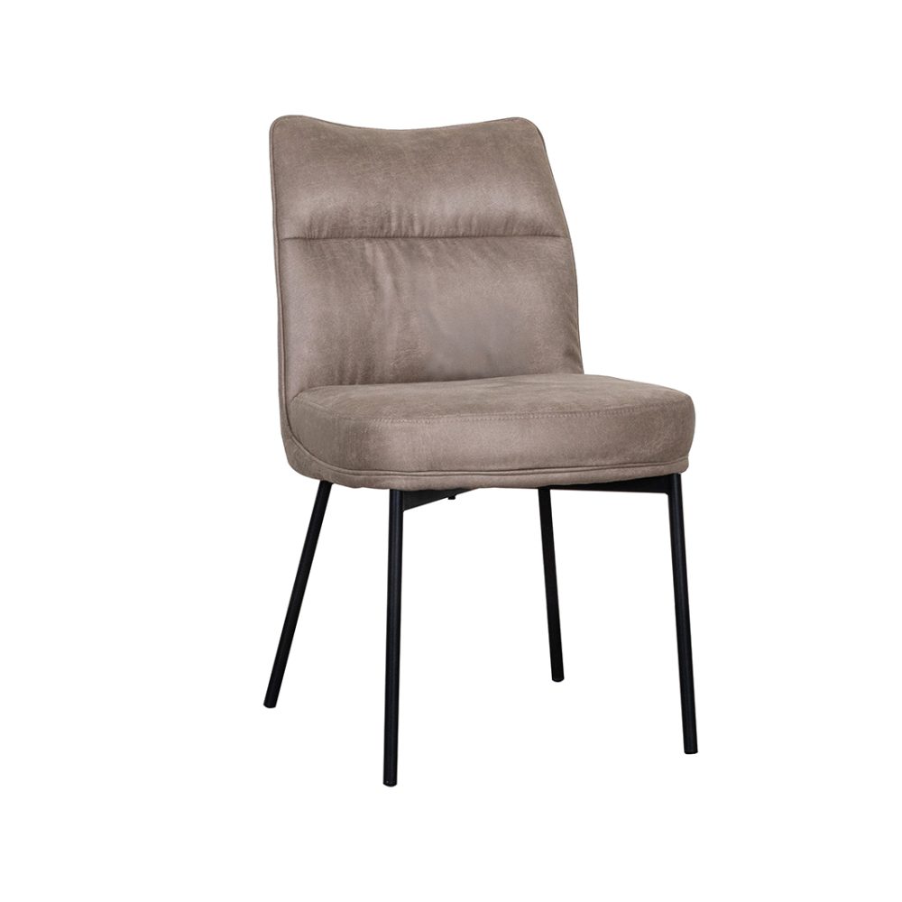 Eetkamerstoel Lennon - Taupe - Micro Suede - Zwart Metalen Frame
