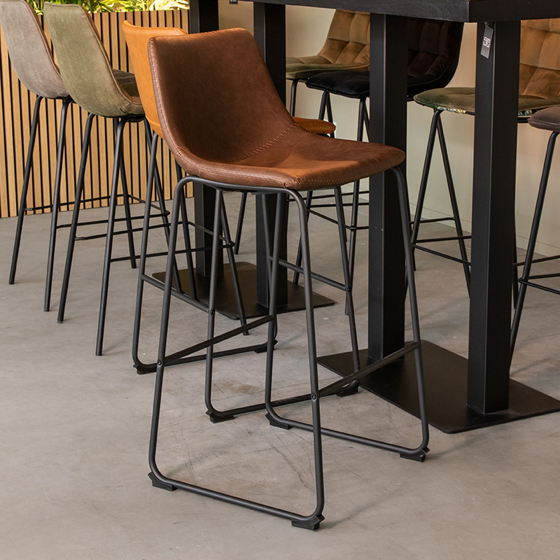 Barkruk Risto - Bruin - Kunstleder - Hoog