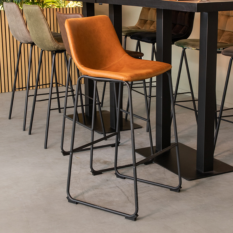 Barkruk Risto - Cognac - Kunstleder - Hoog