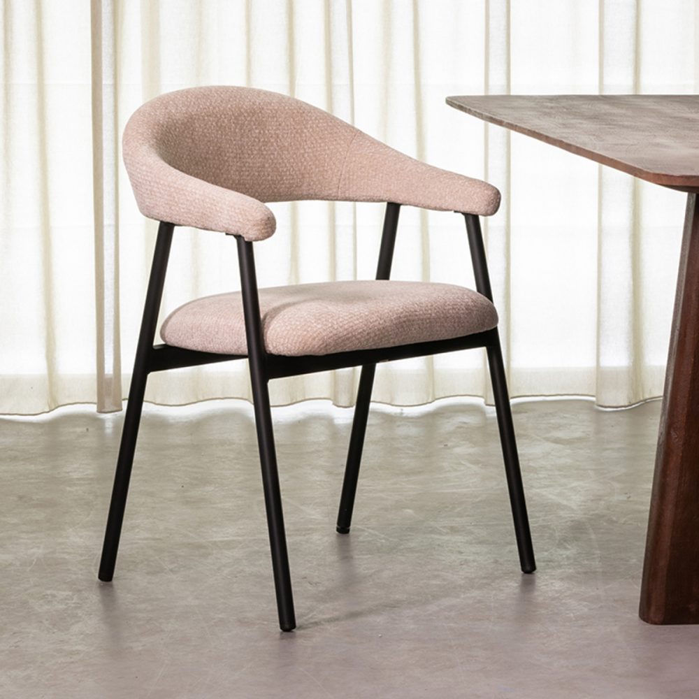Eetkamerstoel Amaze - Naturel - Elite - Zwart Metalen Frame