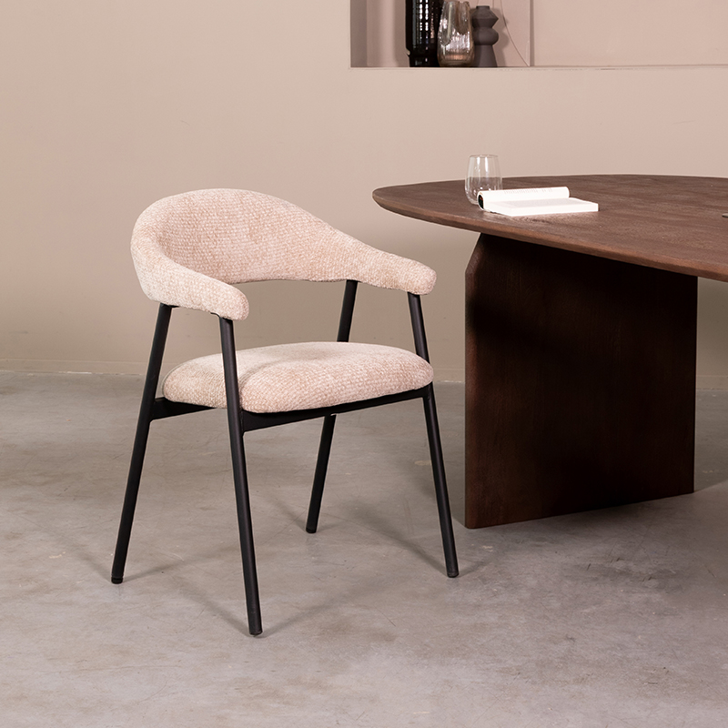 Eetkamerstoel Amaze - Clay - Elite - Zwart Metalen Frame