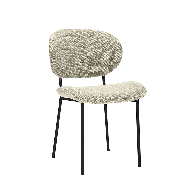Eetkamerstoel Senn - Naturel - Royal Boucle - Zwart Metalen Frame