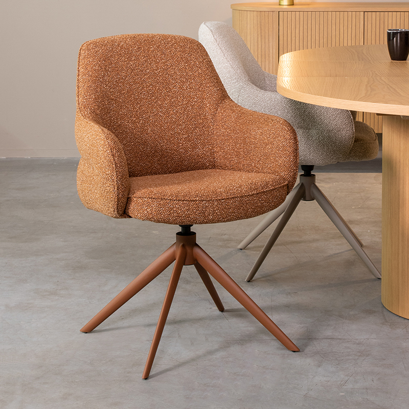 Eetkamerstoel Bern - Coral - Royal Boucle - Coral Metalen Frame