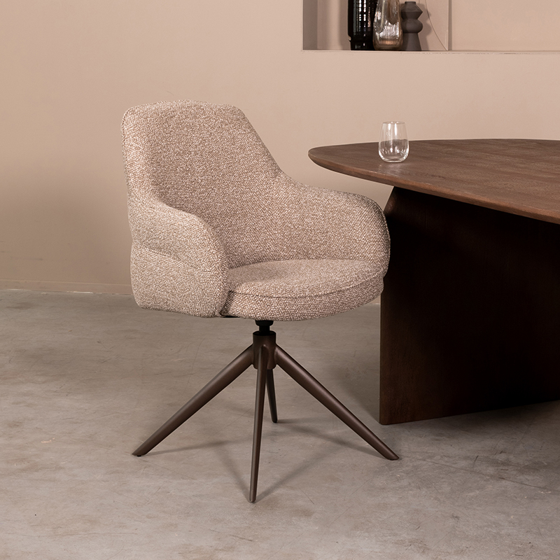 Eetkamerstoel Bern - Mushroom - Royal Boucle - Brons Metalen Frame