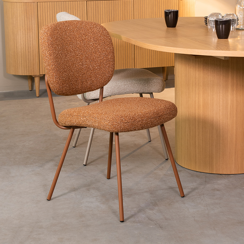 Eetkamerstoel Singapore - Coral - Royal Boucle - Coral Metalen Frame