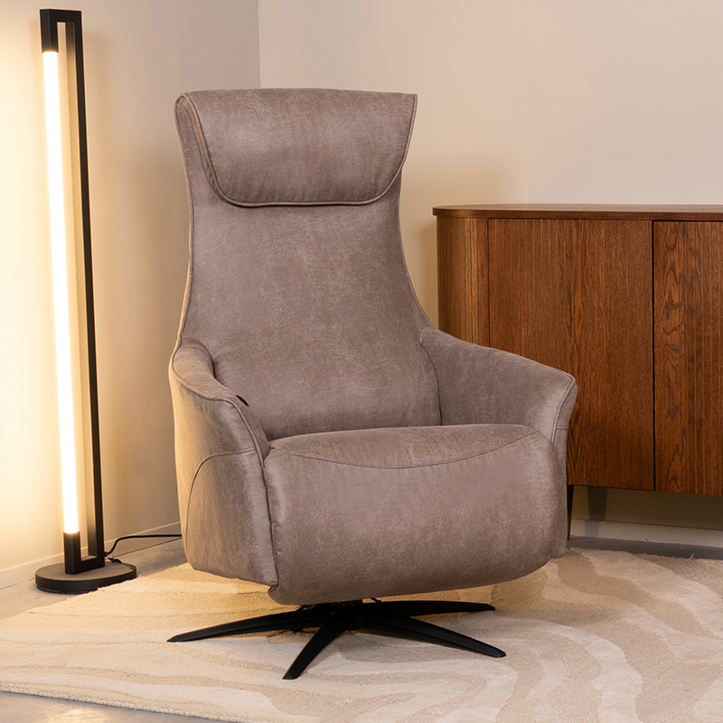 Fauteuil Lund - Taupe - Micro Suede - 2-Motorig - Met Massagefunctie
