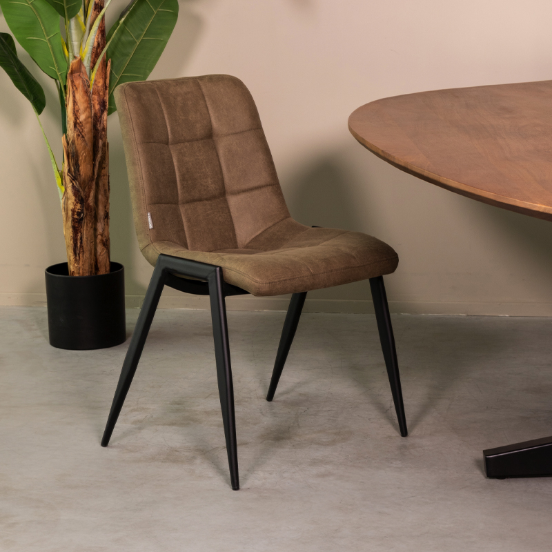 Eetkamerstoel Noor - Moss - Micro Suede - Zwart Metalen Frame