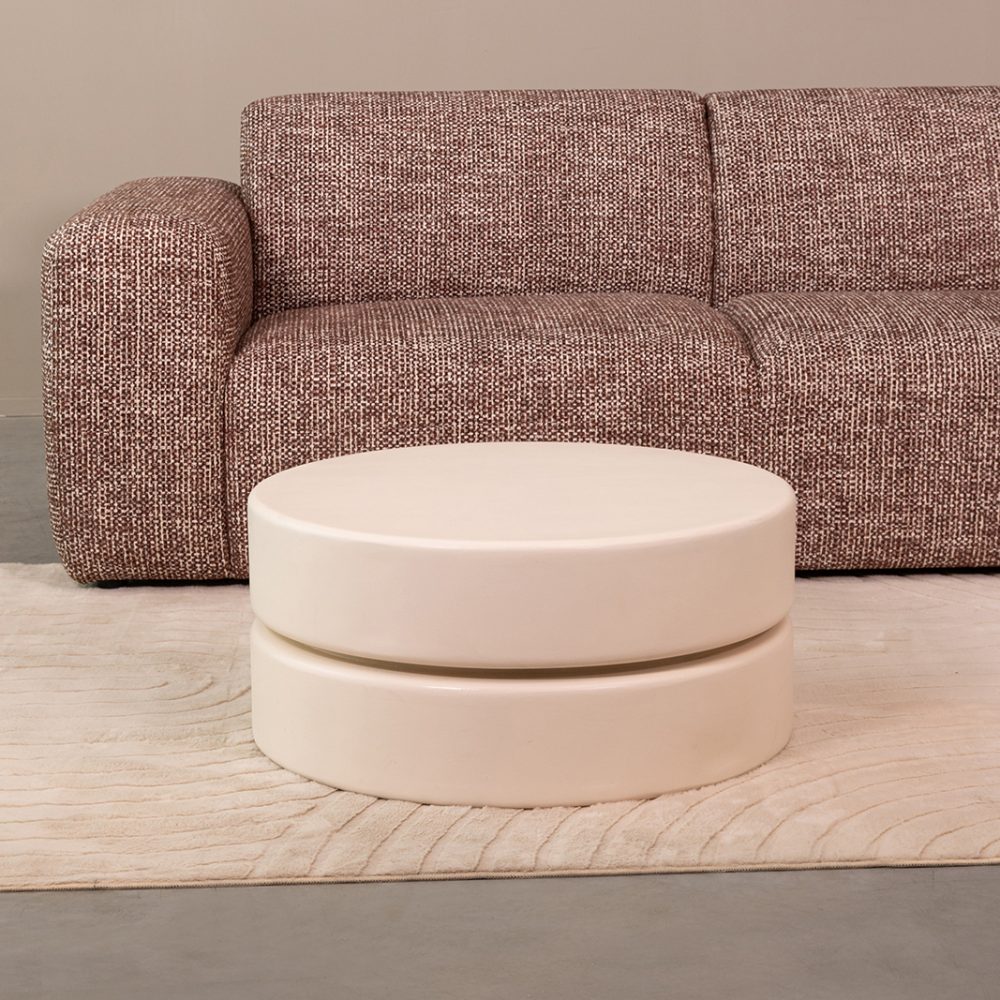 Salontafel Milly - Soft Sand - Mangohout - 70 cm - Rond