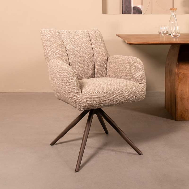 Eetkamerstoel Padua - Mushroom - Royal Boucle - Brons Metalen Frame