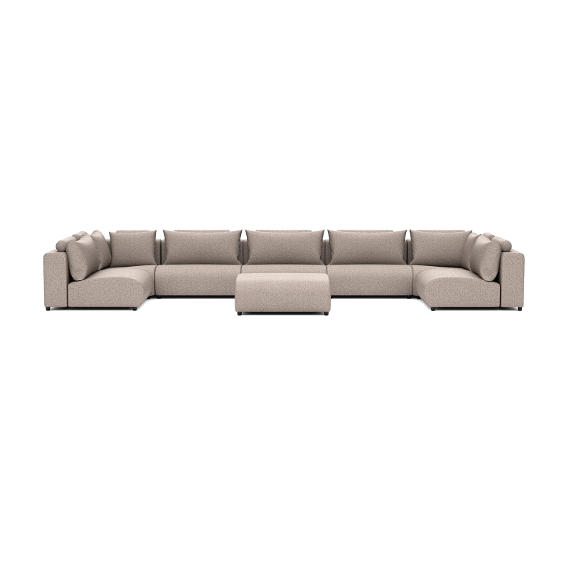 Luxury loungeset u-sofa 230x570x230 + hocker Light Taupe