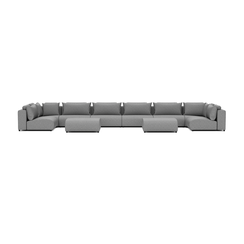 Luxury loungeset u-sofa 230x680x230 + 2 hockers Steel