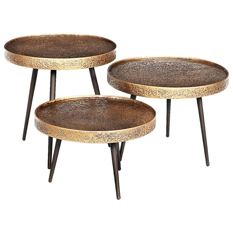 Salontafel Luton set van 3 (Black/gold)