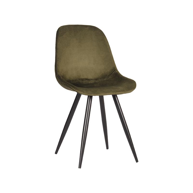 Eetkamerstoel Capri - Army green - Fluweel - Black Frame