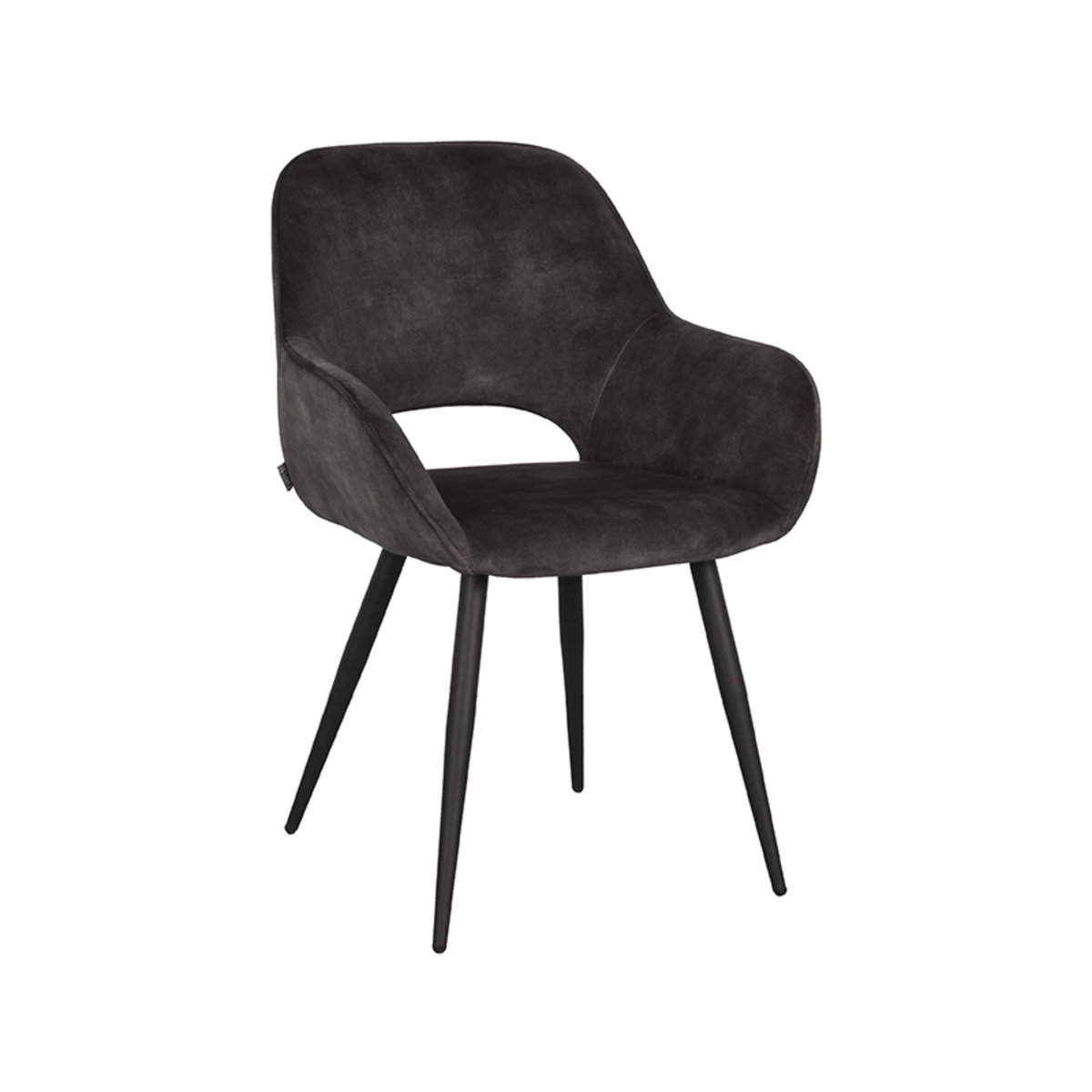 Eetkamerstoel Fer - Antraciet - Velours - Black Frame